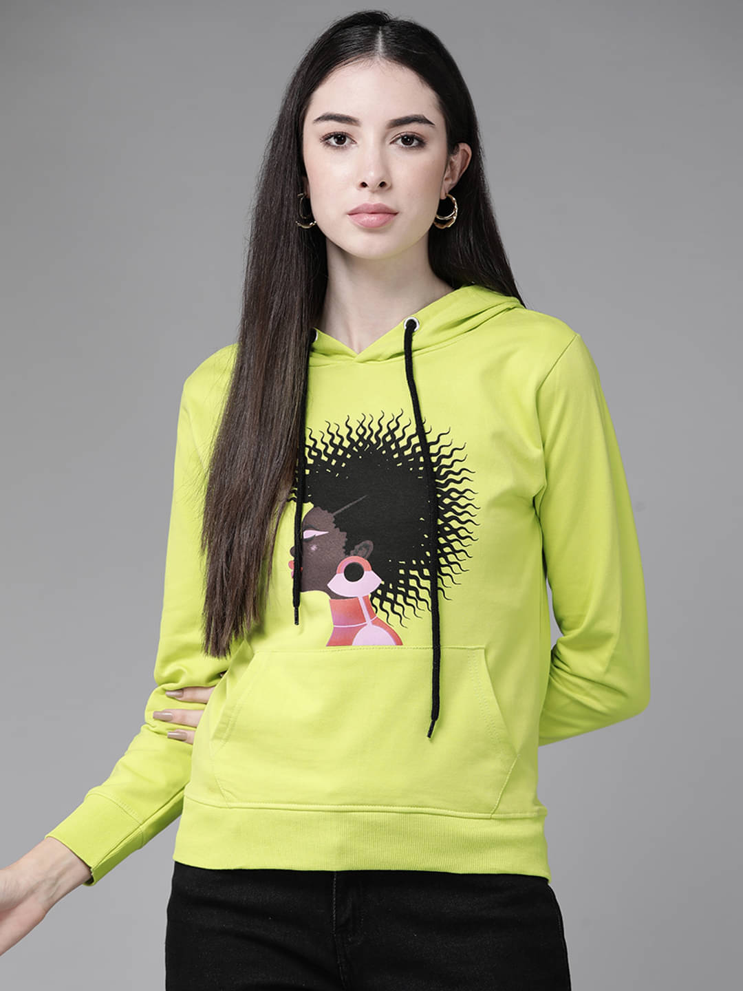     			The Dry State Women Fleece V-Neck Sweatshirt ( Green )
