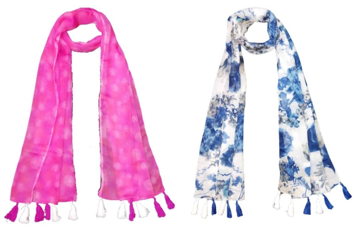     			stolevilla Multi Printed Poly Cotton Yarn Stoles ( Pack of 2 )