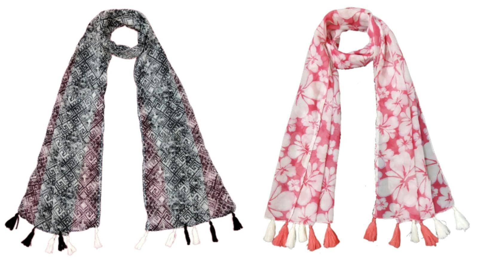stolevilla Multi Printed Poly Cotton Yarn Stoles ( Pack of 2 ) - Dupattas & Shawls | Buy online on ZillyBuy