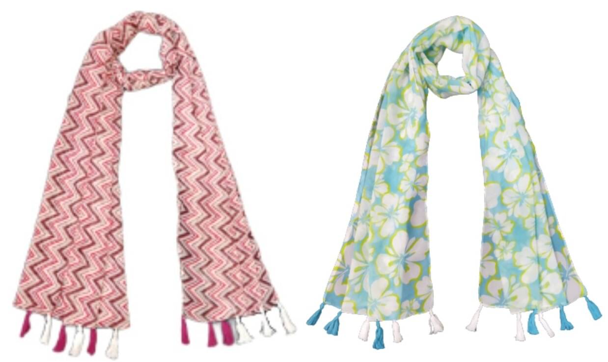 stolevilla Multi Printed Poly Cotton Yarn Stoles ( Pack of 2 ) stolevilla Multi Printed Poly Cotton Yarn Stoles ( Pack of 2 )