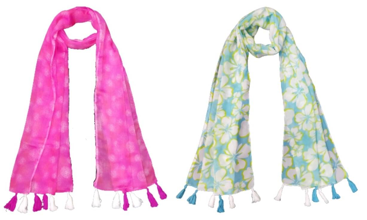 stolevilla Multi Printed Poly Cotton Yarn Stoles ( Pack of 2 ) stolevilla Multi Printed Poly Cotton Yarn Stoles ( Pack of 2 )