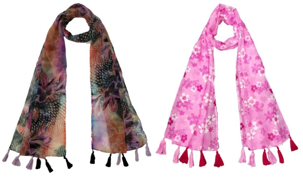     			stolevilla Multi Printed Poly Cotton Yarn Stoles ( Pack of 2 )