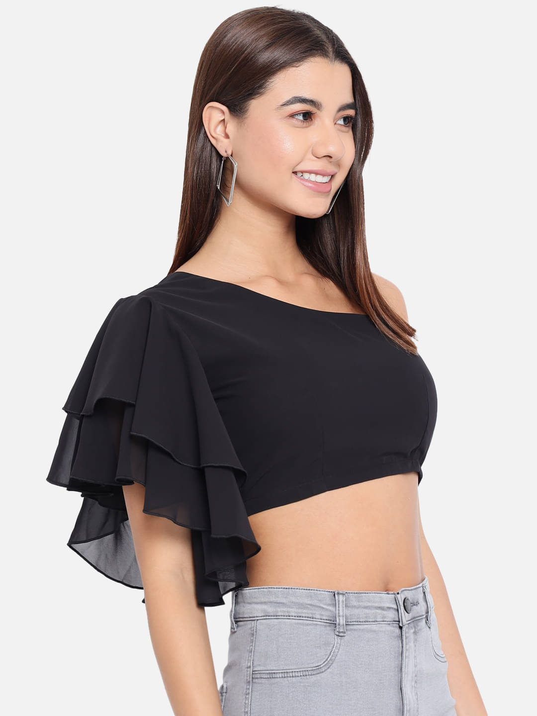 ALL WAYS YOU Women's Polyester Crop Top ( Black ) ALL WAYS YOU Women's Polyester Crop Top ( Black )