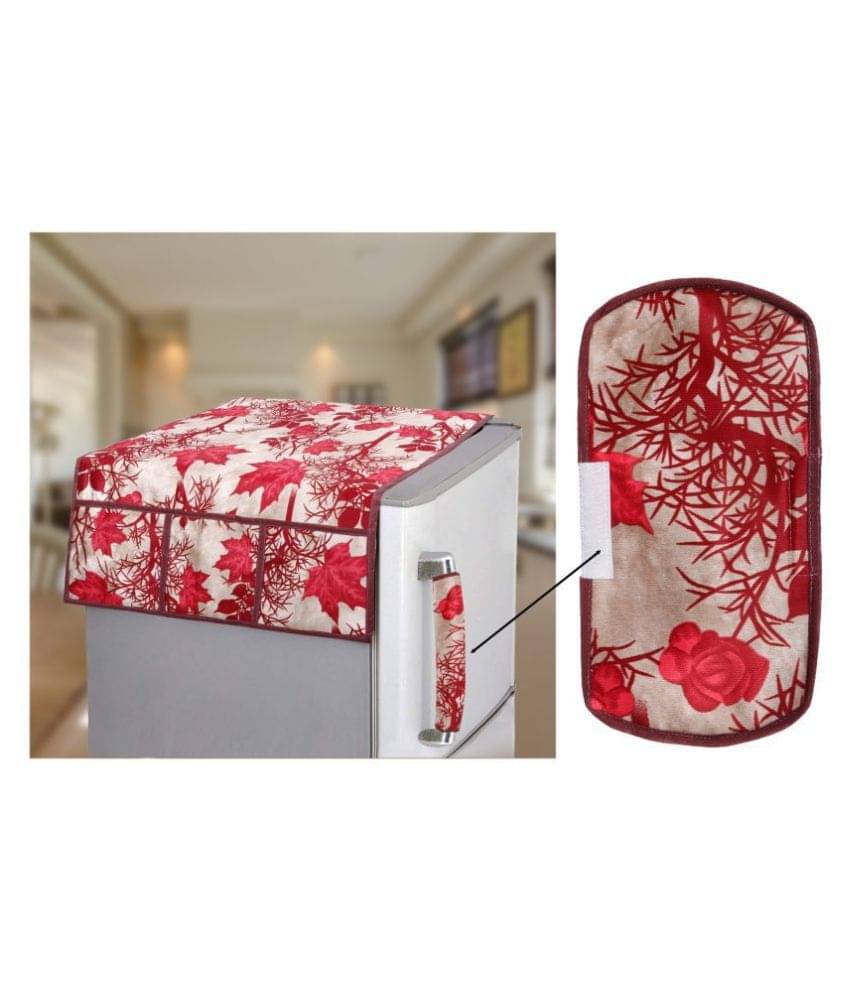 E-Retailer Set of 2 Polyester Red Fridge Top Cover E-Retailer Set of 2 Polyester Red Fridge Top Cover