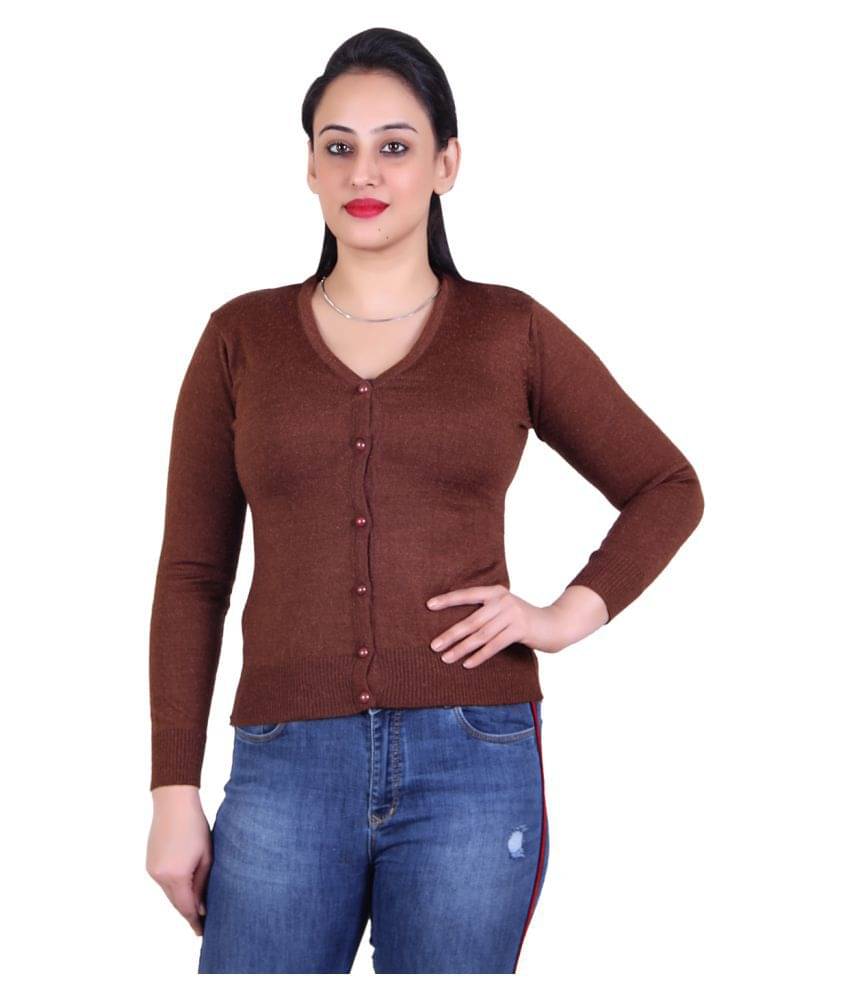     			Ogarti Acrylic Rust Buttoned Cardigans - Single