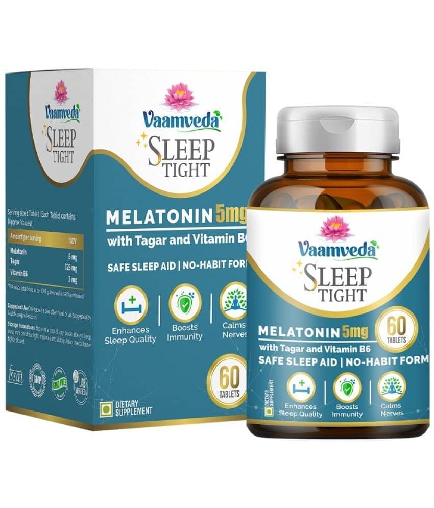 Vaamveda Melatonin Sleeping Tablets Deep Good Sleep Aid Capsules Supplements 60 no.s Multivitamins Tablets Vaamveda Melatonin Sleeping Tablets Deep Good Sleep Aid Capsules Supplements 60 no.s Multivitamins Tablets