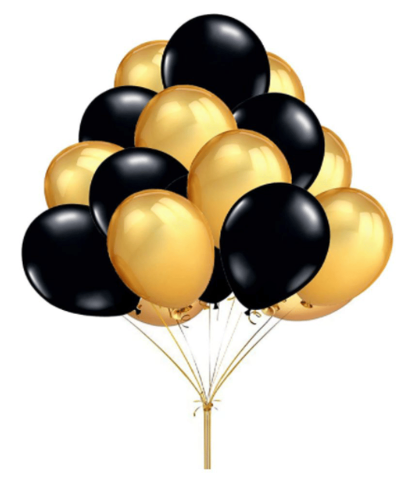     			Blooms Vibrant Colous Combo Pack of 50 Balloons - Black & Golden Balloons Combo