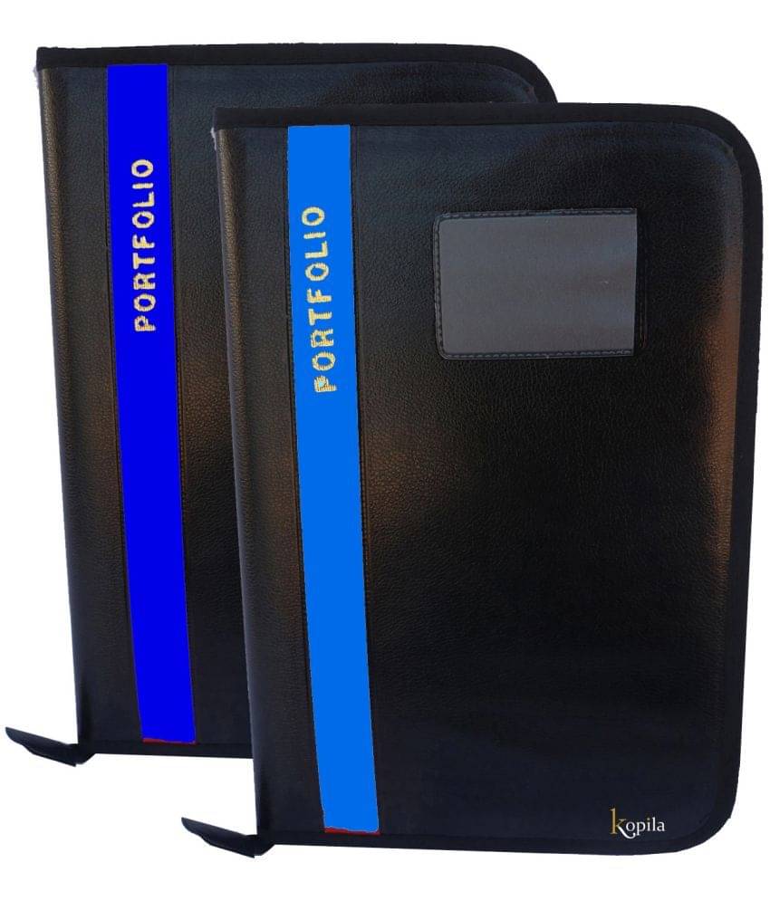     			Kopila PORTFOLIO File Folder,Faux Leather  Professional Look, 20 leafs,Certificate, Documents Holder FS/A4 Size (Set Of 2, Blue & Sky Blue)