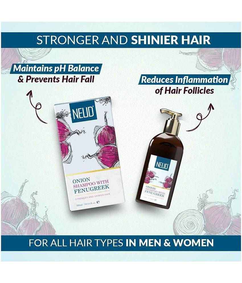 NEUD Premium Onion Hair Shampoo with Fenugreek for Men & Women - 1 Pack (300ml)