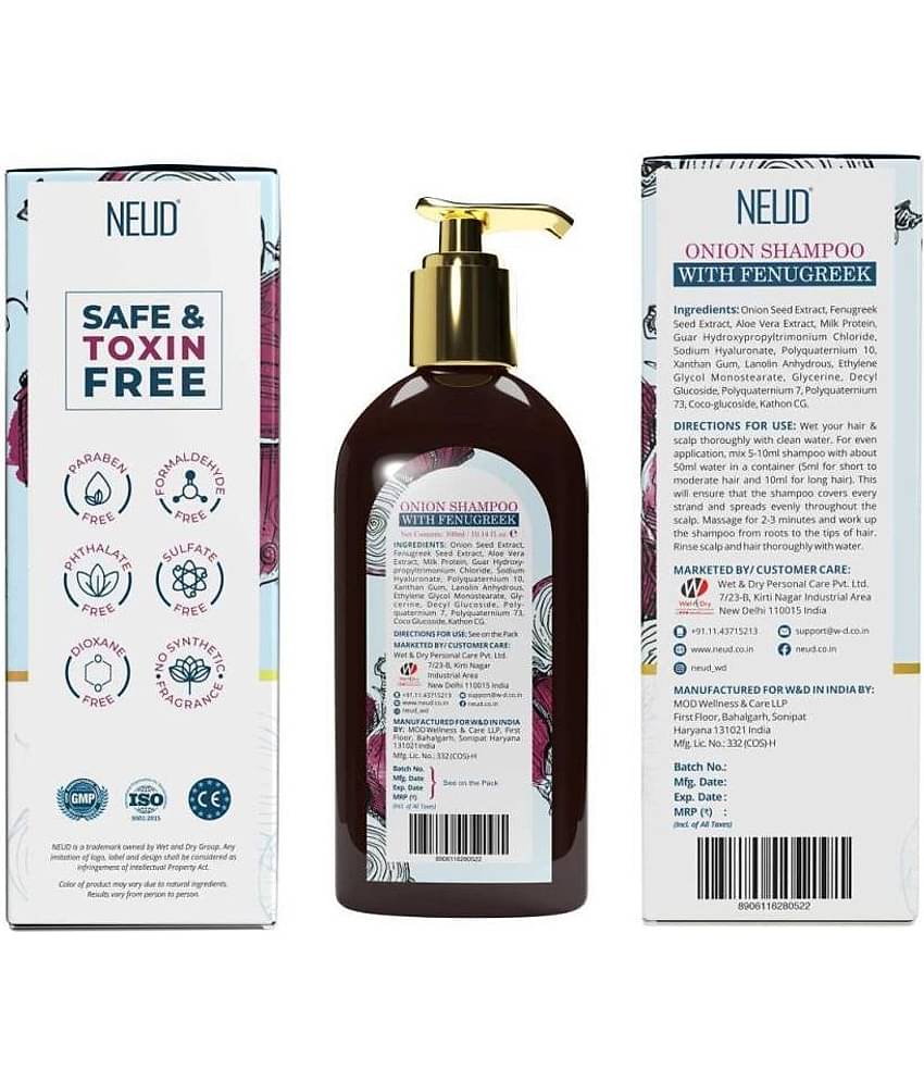 NEUD Premium Onion Hair Shampoo with Fenugreek for Men & Women - 1 Pack (300ml)
