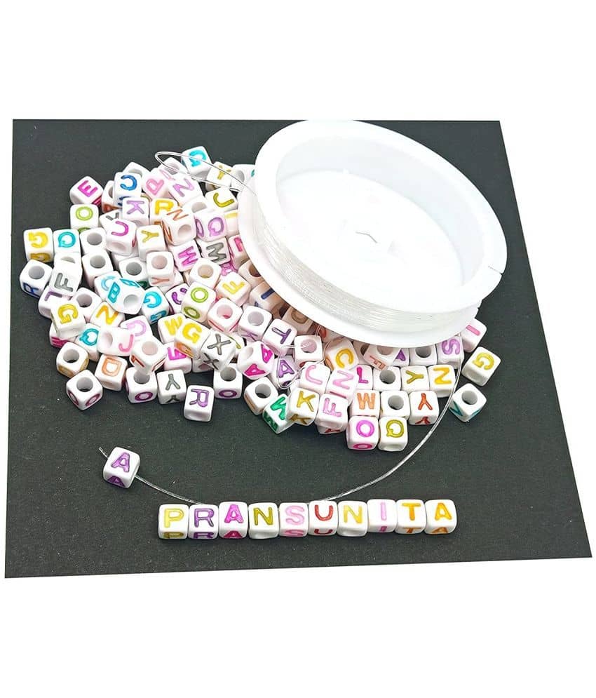 PRANSUNITA Other 200 Pcs Alphabet Letter Beads for Jewelry Making ( Pack of 1 ) - Stationery | Buy online on ZillyBuy