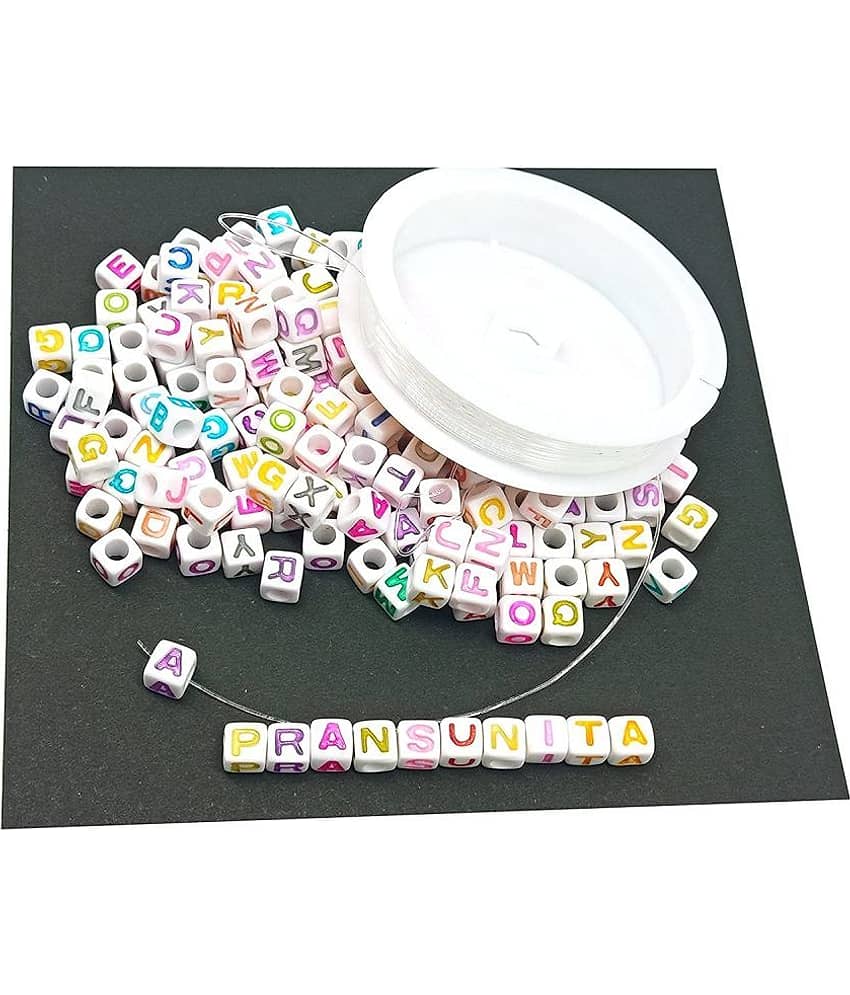 PRANSUNITA Other 200 Pcs Alphabet Letter Beads for Jewelry Making ( Pack of 1 ) - Stationery | Buy online on ZillyBuy