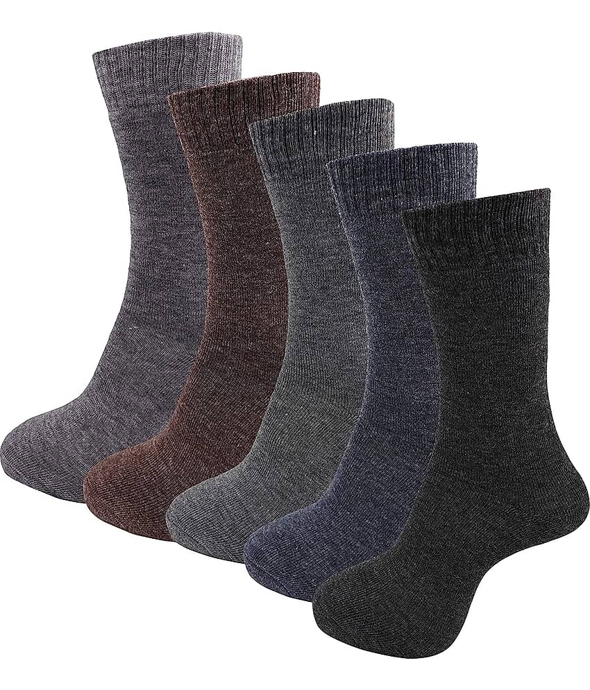 RC. ROYAL CLASS - Woollen Men's Solid Multicolor Full Length Socks ( Pack of 5 )