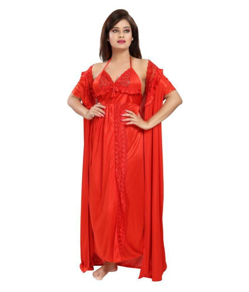 Reposey Satin Nighty & Night Gowns - Red Pack of 2 - Nightwear & Loungewear | Buy online on ZillyBuy