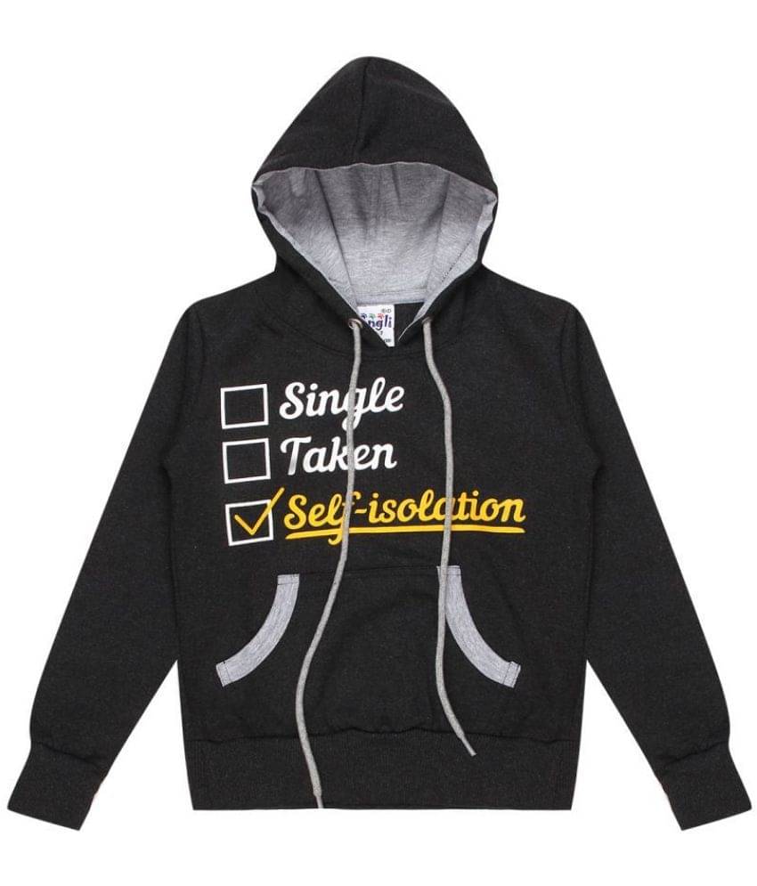     			Sinimini Single Girls Cotton Blend Sweatshirt ( Black )