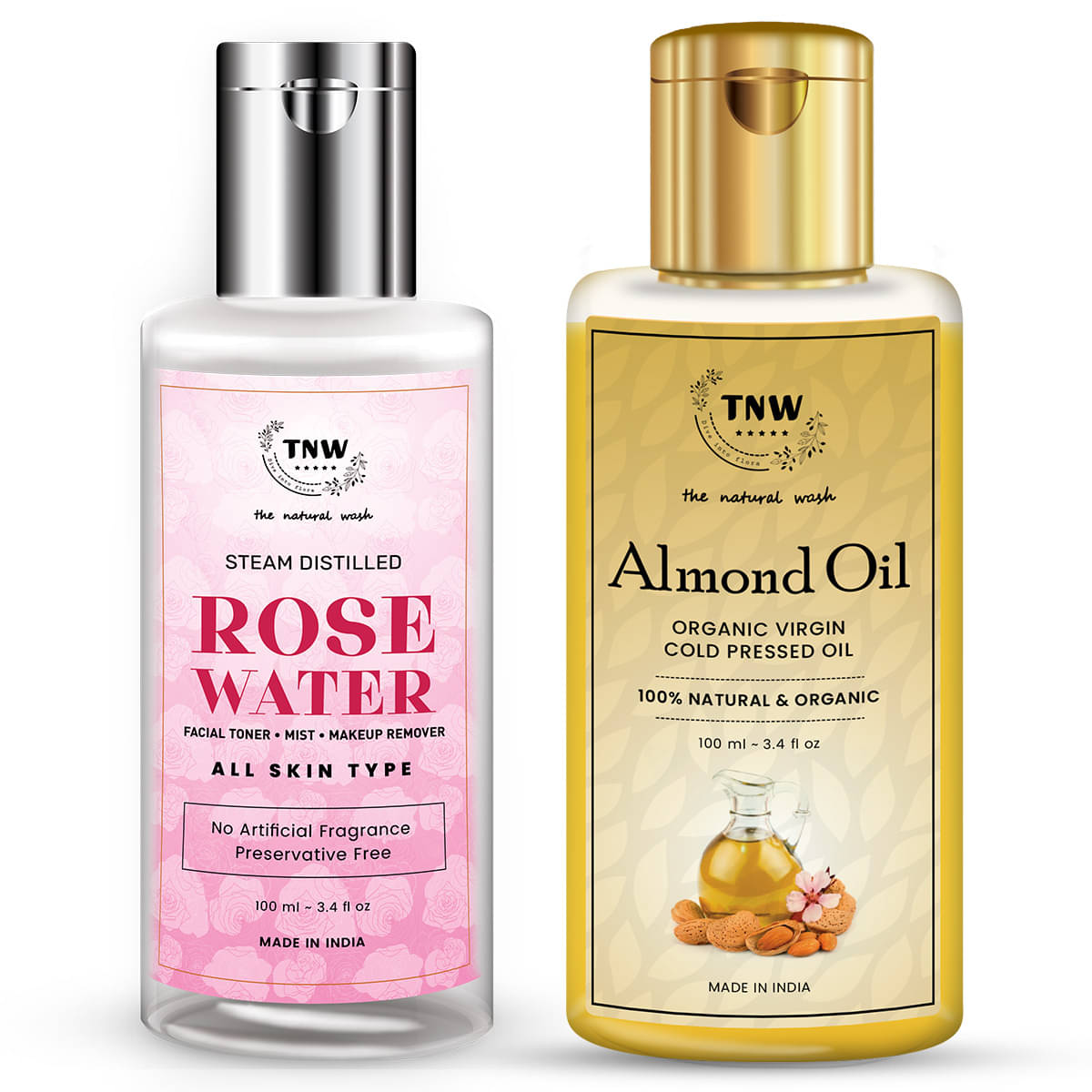     			TNW - The Natural Wash Almond Oil 100 ml & Rose Water 100 ml Facial Kit 200 mL Pack of 2
