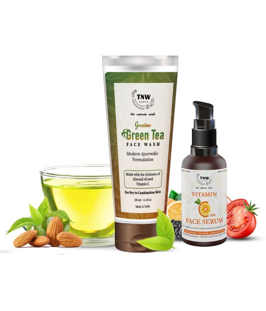 TNW - The Natural Wash Green Tea Face Wash & Vitamin C Face Serum Facial Kit mL Pack of 2