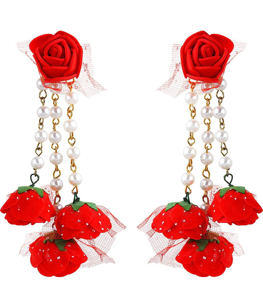 YOUBELLA Red Pearls Necklace Set ( Pack of 1 )