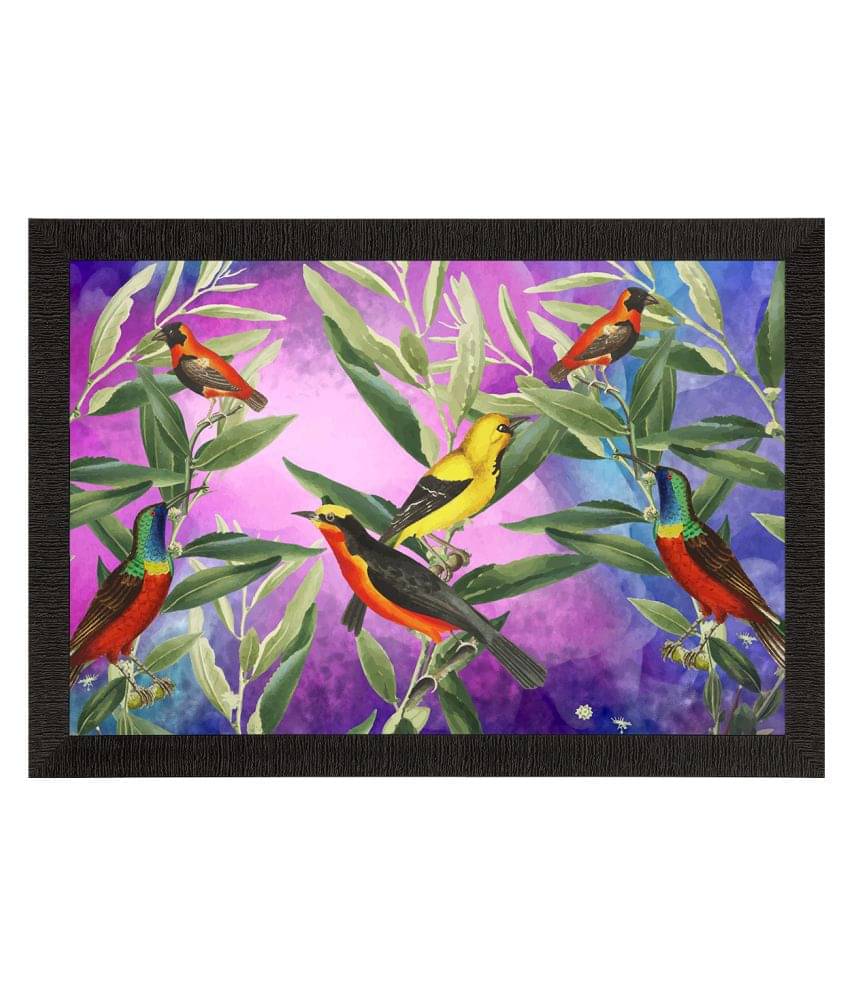     			eCraftIndia Multicoloured Birds Satin Matte Texture UV Wall Painting