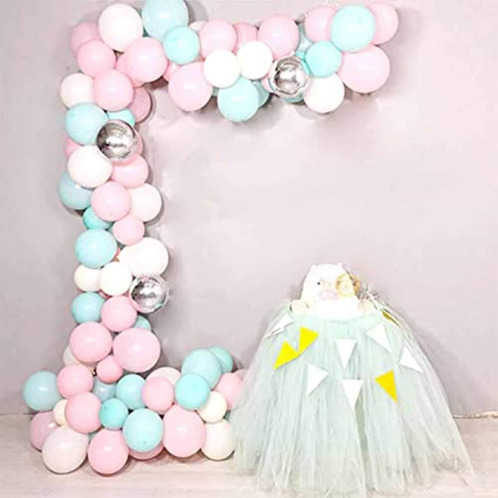     			Balloon Junction Themez Only Baby Shower Party Decoration Balloons Combo (Baby Pink / Aqua / Std White / Silver Chrome) - 50 pcs pack