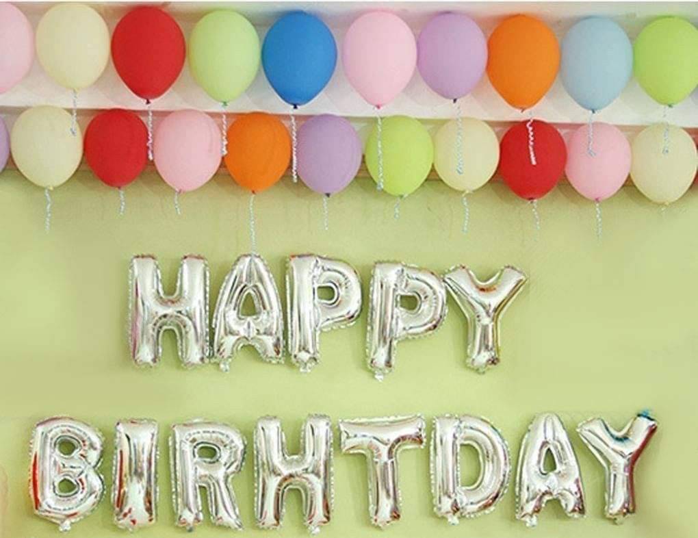     			Balloon Junction Themez Only Happy Birthday Letter Foil Balloon Set, 13 Letters (Silver) / Foil Balloons for 1st Birthday , Boy Birthday , 16th Birthday , 40th Birthday , 50th Birthday or Spouse (Multicolor)