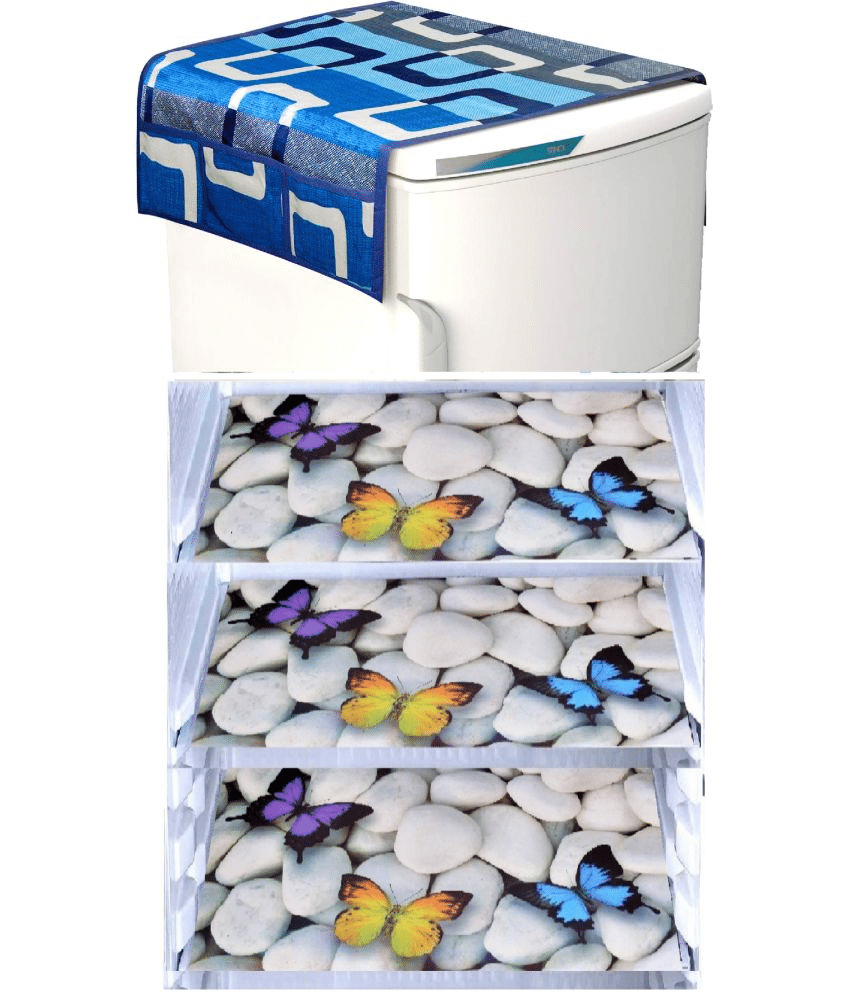 Shaphio - Blue Polyester Fridge Top Cover (Pack of 4) Shaphio - Blue Polyester Fridge Top Cover (Pack of 4)