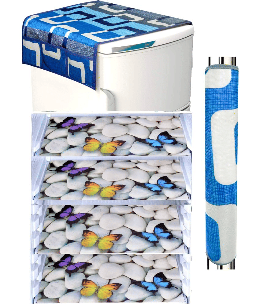     			Shaphio Set of 6 Polyester Blue Fridge Top Cover