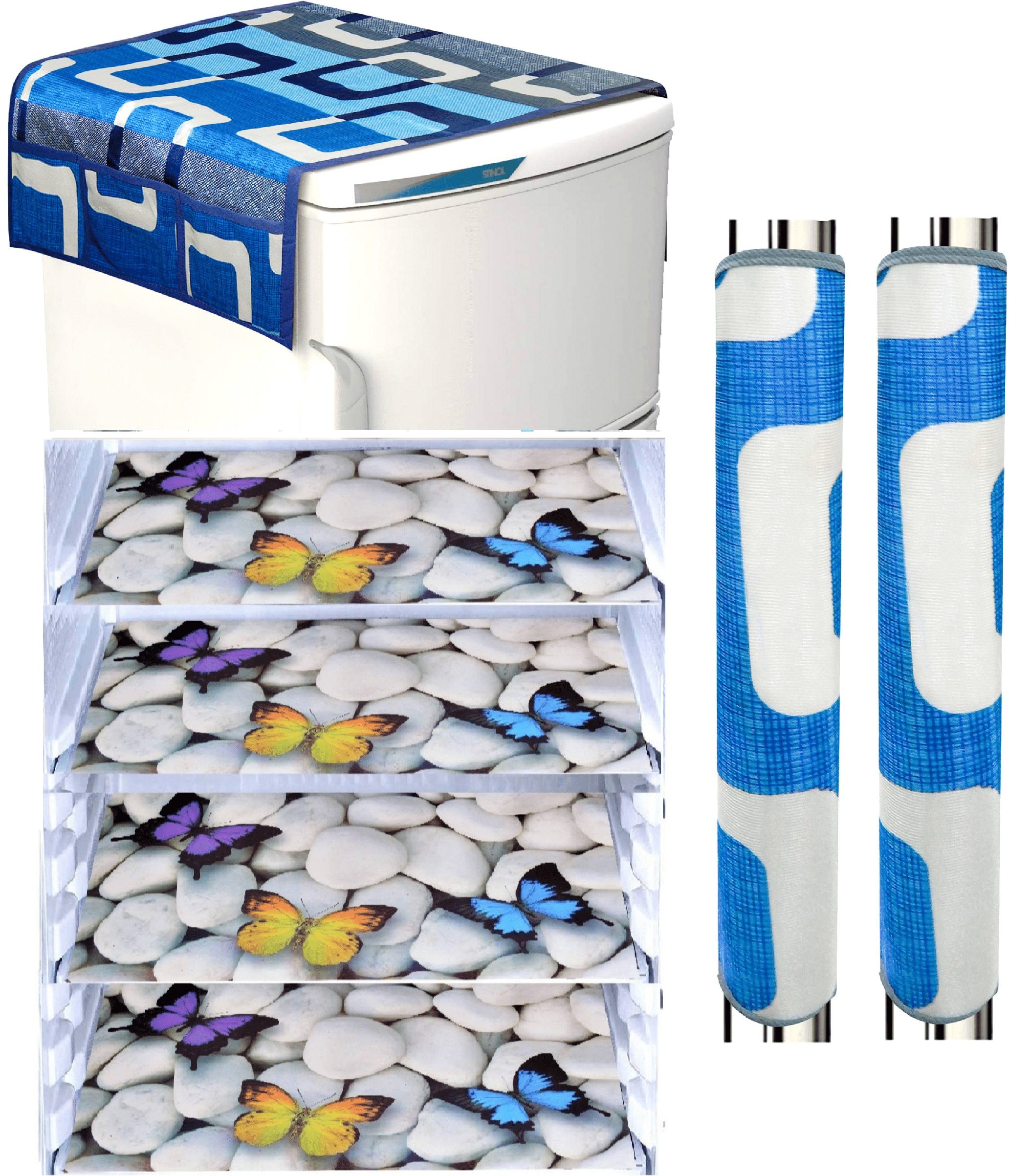     			Shaphio Set of 7 Polyester Blue Fridge Top Cover