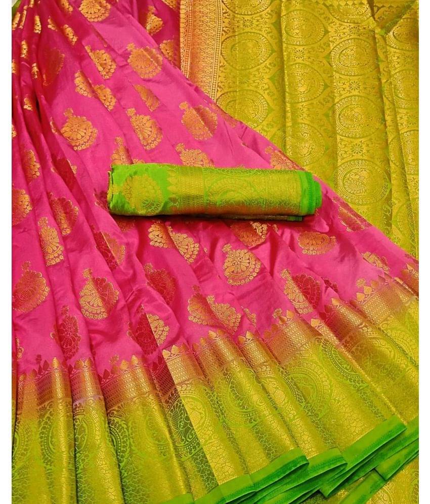 fab woven Art Silk Self Design Saree With Unstitched Blouse Piece ( Pink ) fab woven Art Silk Self Design Saree With Unstitched Blouse Piece ( Pink )