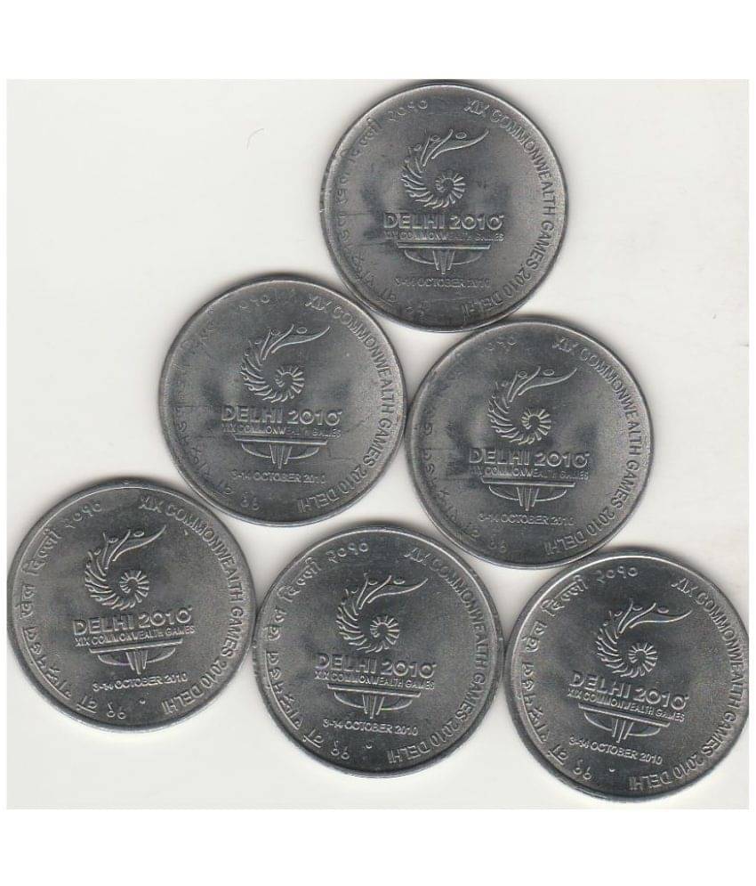     			NUMISMATTECLY  RARE AND COLLECTIBLE -TWO R..S -XIXTH COMMONWEALTH GAME -2010 DELHI  IN EXTRA FINE CONDITION  3+3=6 C01N SET 3 C01N NOIDA MINT AND 3 C01N CALCUTTA MINT METAL STEEL, HIGHLY COLLECTIBLE  HIGH GRADE