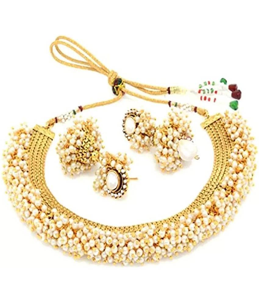 YouBella Jewellery Sets for Women Gold Plated Pearl Wedding Bridal Necklace Jewellery Set with Earrings and Bangles Combo for Girls/Women (2.4)