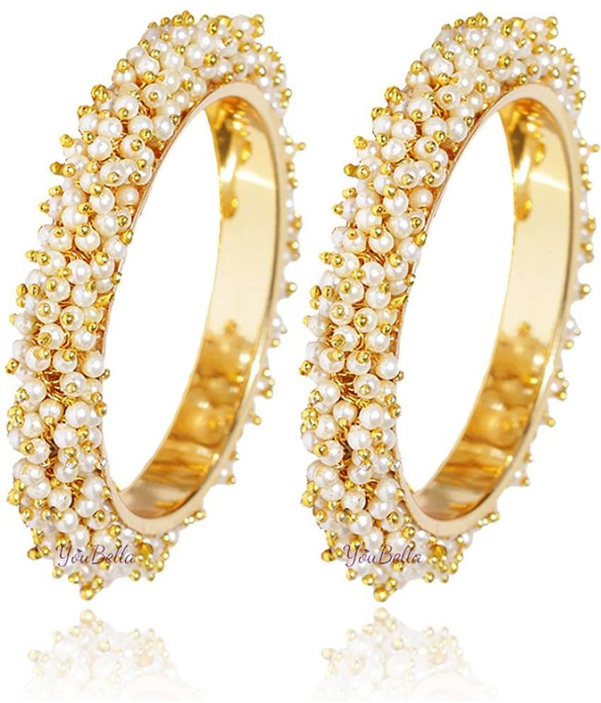 YouBella Jewellery Sets for Women Gold Plated Pearl Wedding Bridal Necklace Jewellery Set with Earrings and Bangles Combo for Girls/Women (2.4)