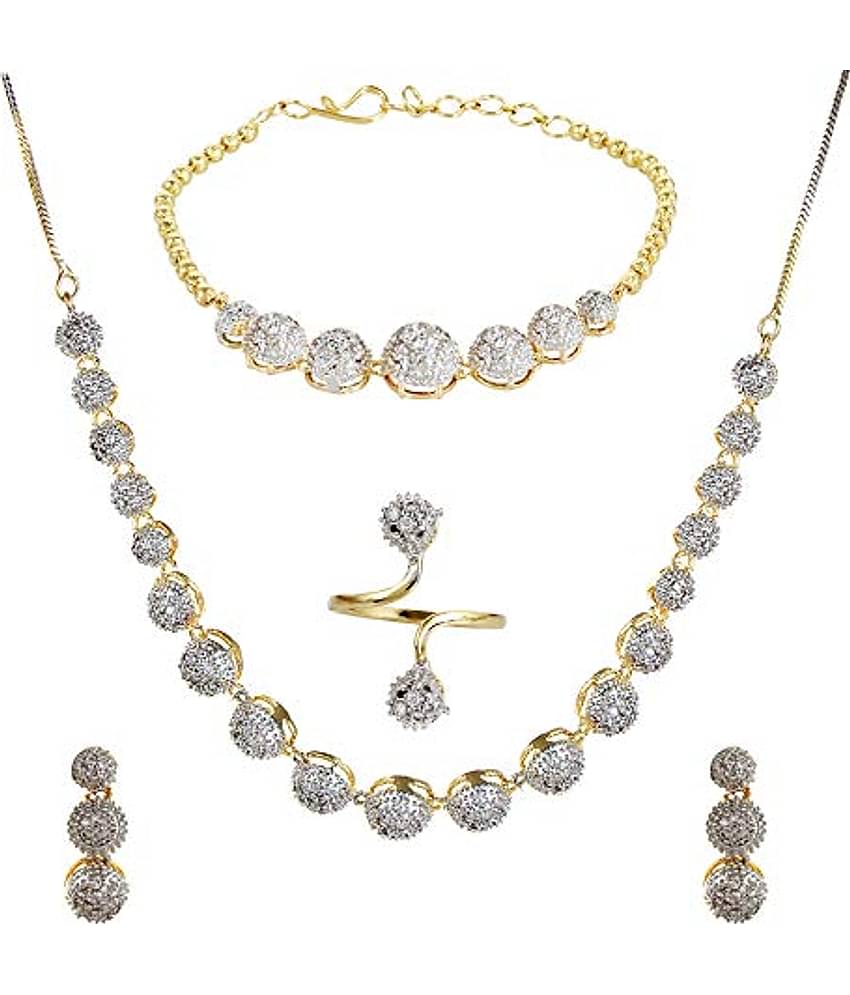 YOUBELLA Golden Alloy Necklace Set ( Pack of 1 )