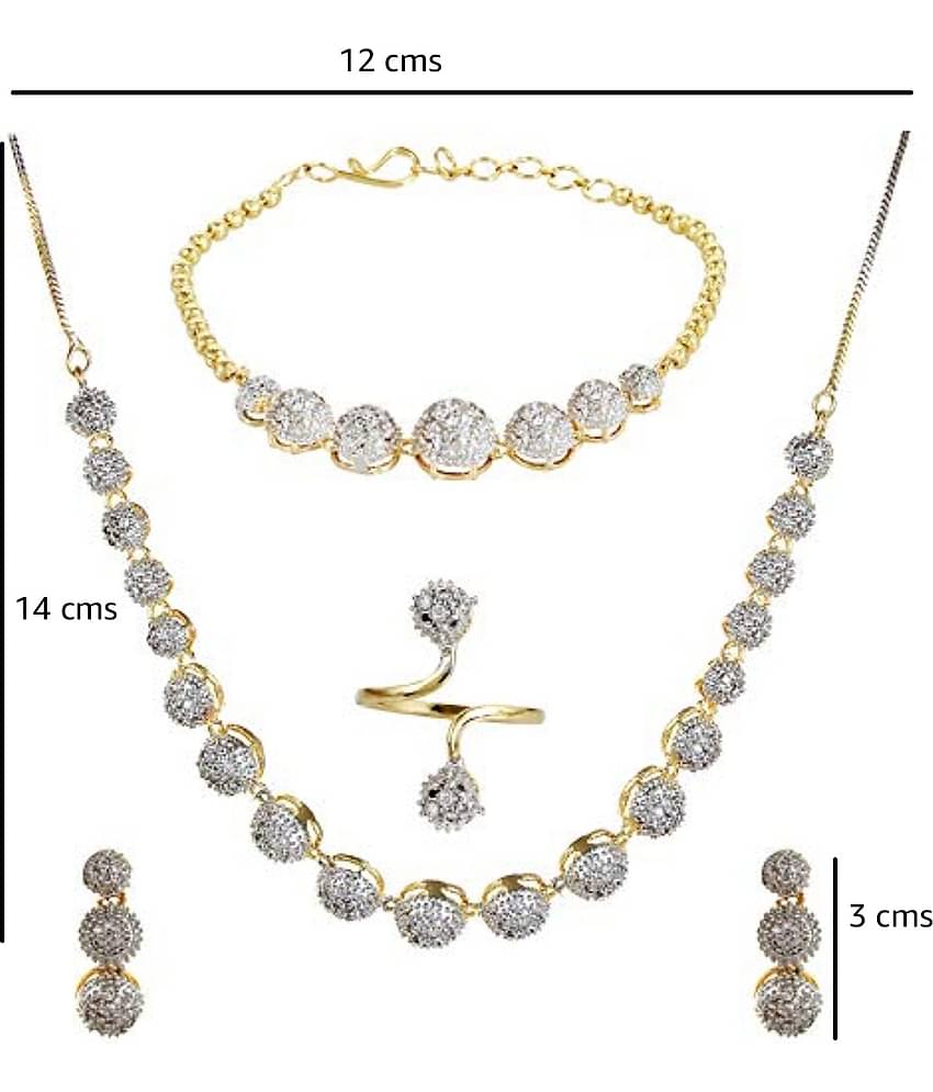 YOUBELLA Golden Alloy Necklace Set ( Pack of 1 )