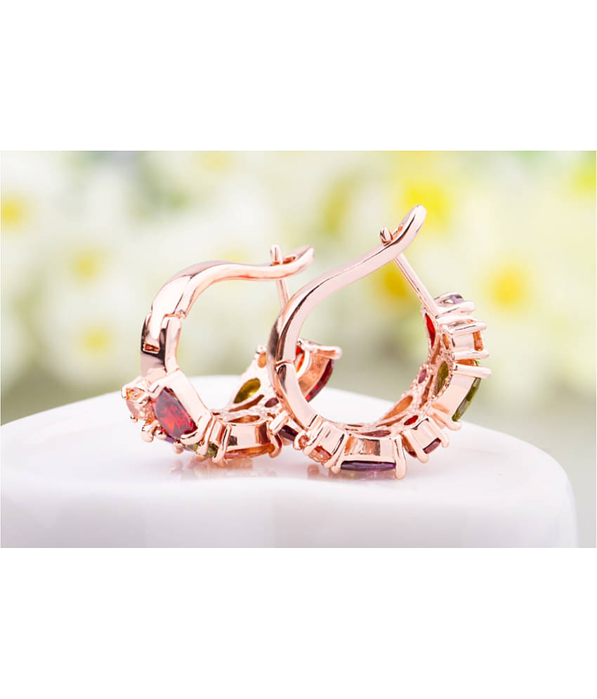 YouBella Jewellery Set Multi-Color AAA Swiss Zircon Rose Gold Crystal Necklace Pendant Ring Bracelet Bangle and Earrings Jewellery Combo for Girls and Women (Pendant, Earrings, Ring and Bracelet)