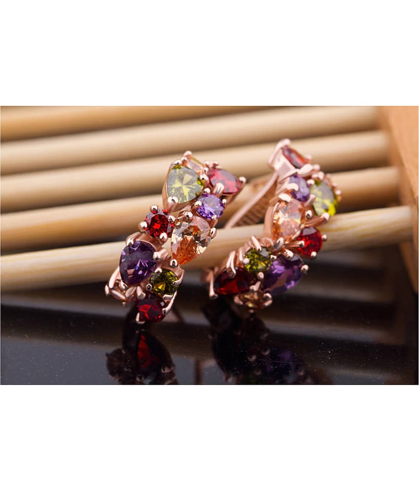 YouBella Jewellery Set Multi-Color AAA Swiss Zircon Rose Gold Crystal Necklace Pendant Ring Bracelet Bangle and Earrings Jewellery Combo for Girls and Women (Pendant, Earrings, Ring and Bracelet)