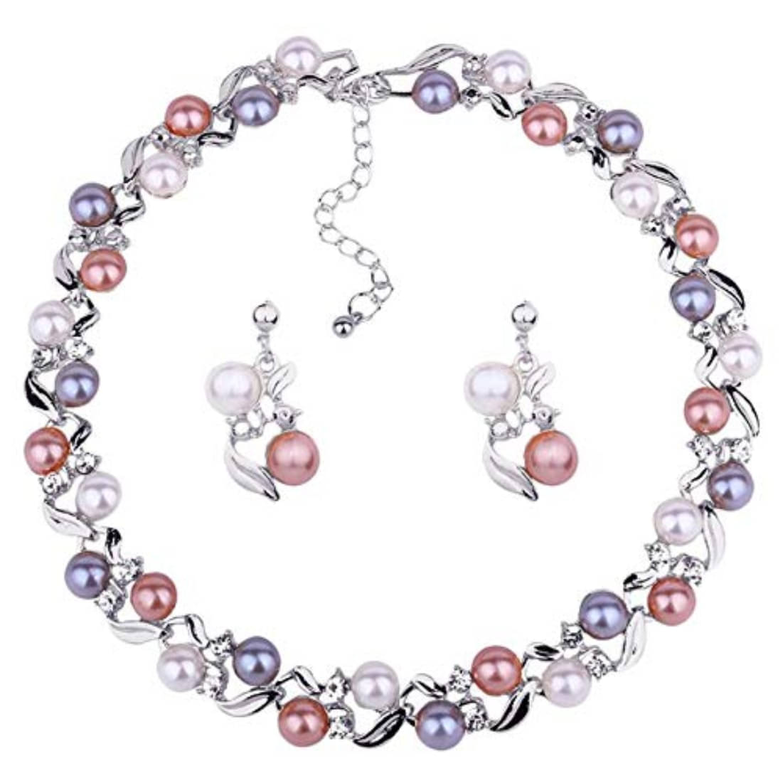     			YouBella Jewellery Sets for Women Crystal Pearl Necklace Jewellery Set with Earrings for Girls/Women