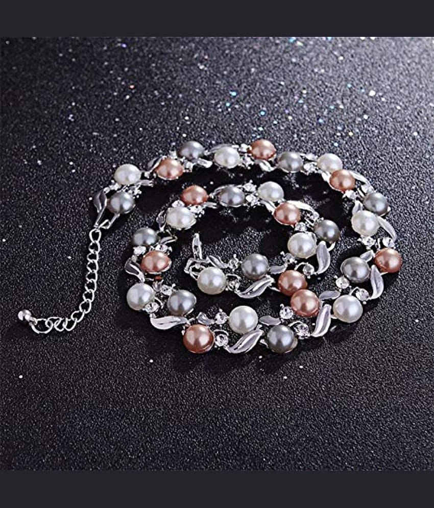 YouBella Jewellery Sets for Women Crystal Pearl Necklace Jewellery Set with Earrings for Girls/Women