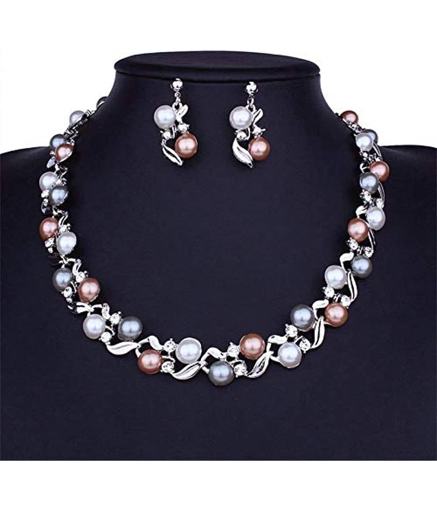 YouBella Jewellery Sets for Women Crystal Pearl Necklace Jewellery Set with Earrings for Girls/Women