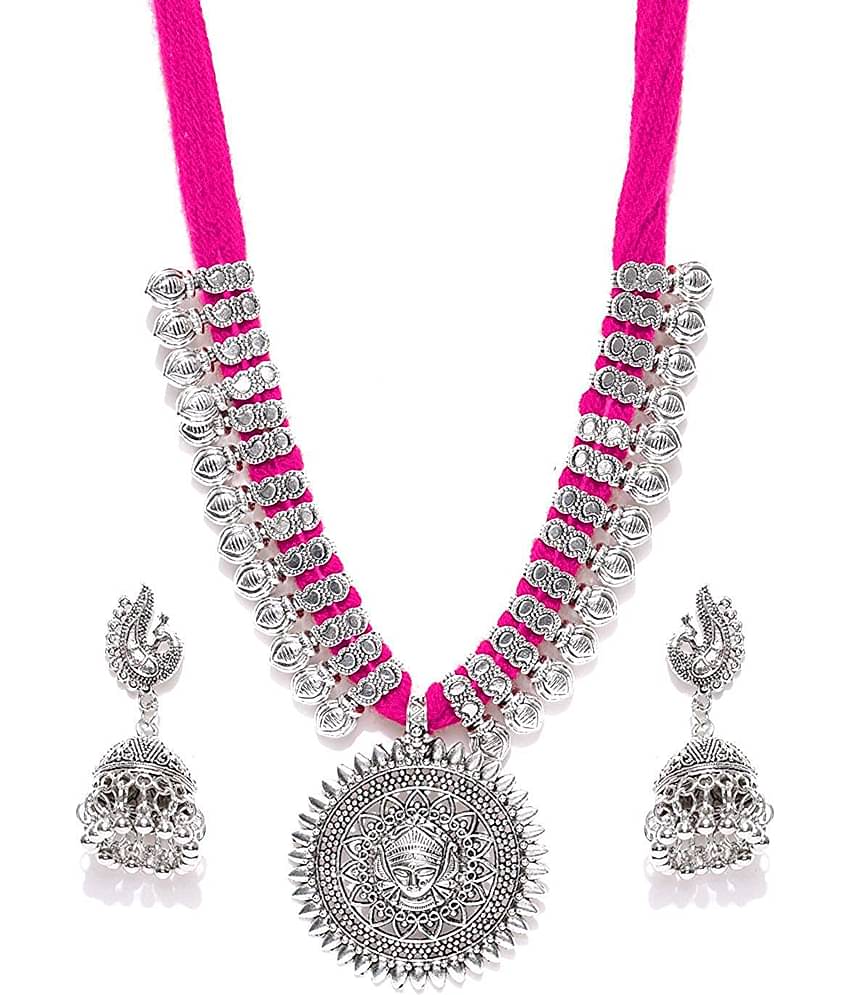 YOUBELLA Pink Alloy Necklace Set ( Pack of 1 )