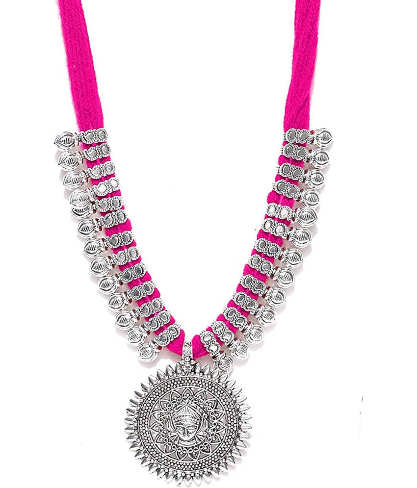 YOUBELLA Pink Alloy Necklace Set ( Pack of 1 )