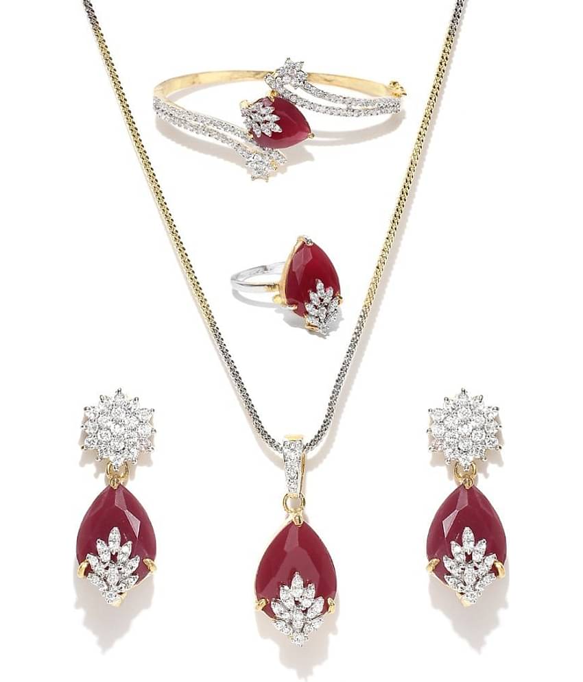 YOUBELLA Red Alloy Necklace Set ( Pack of 1 )
