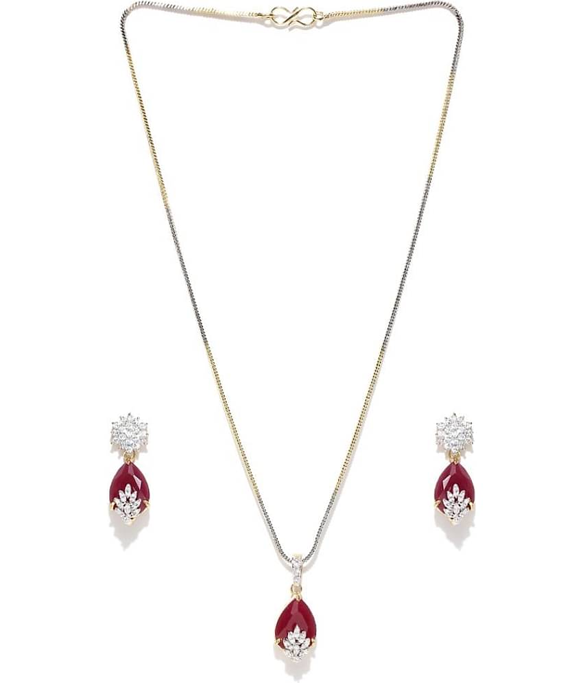 YOUBELLA Red Alloy Necklace Set ( Pack of 1 )