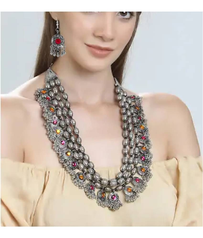 YOUBELLA Silver Alloy Necklace Set ( Pack of 1 )