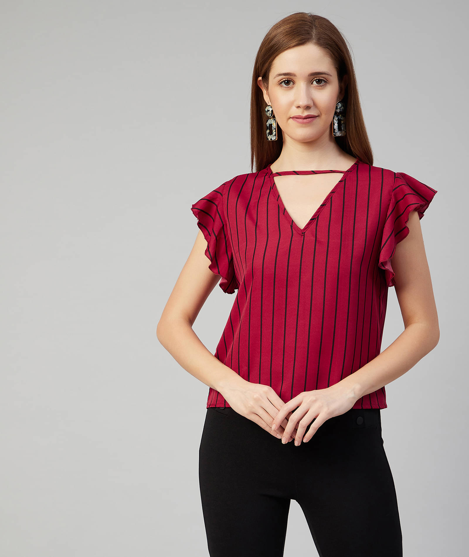 Chimpaaanzee Women's Crepe Regular Top ( Red ) Chimpaaanzee Women's Crepe Regular Top ( Red )