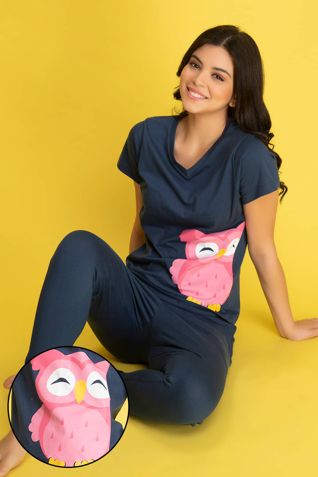     			Clovia Cotton Nightsuit Sets - Blue Pack of 2