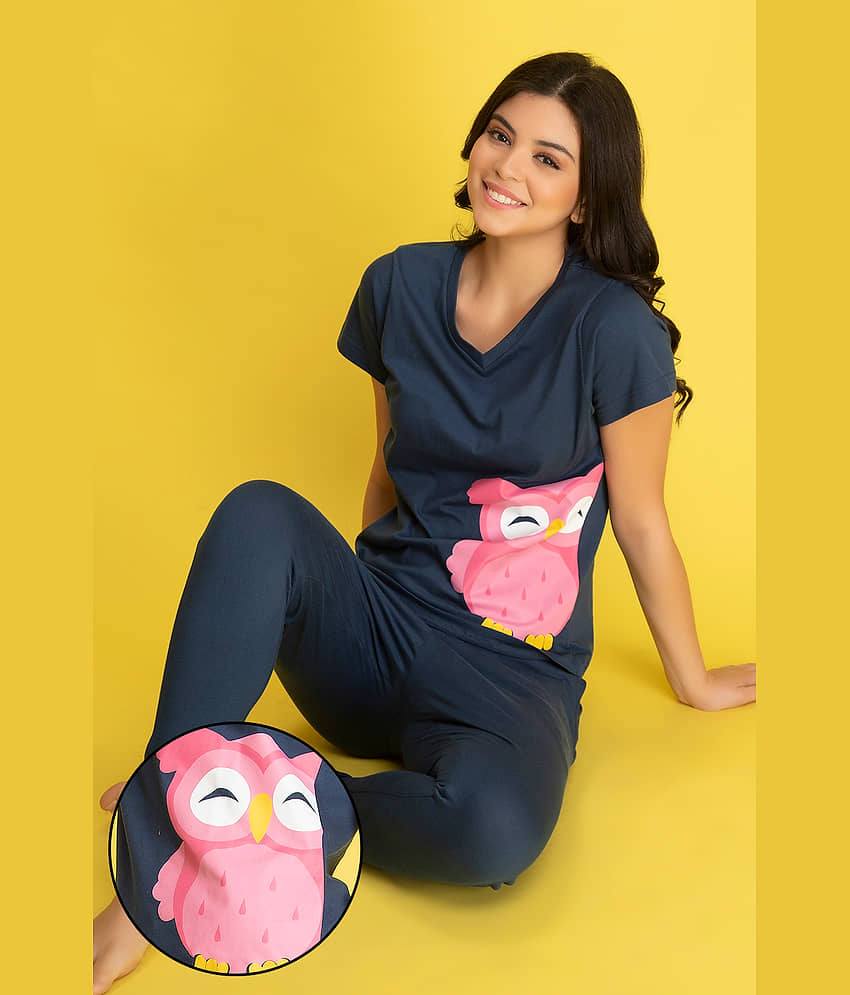 Clovia Cotton Nightsuit Sets - Blue Pack of 2 - Nightwear & Loungewear | Buy online on ZillyBuy