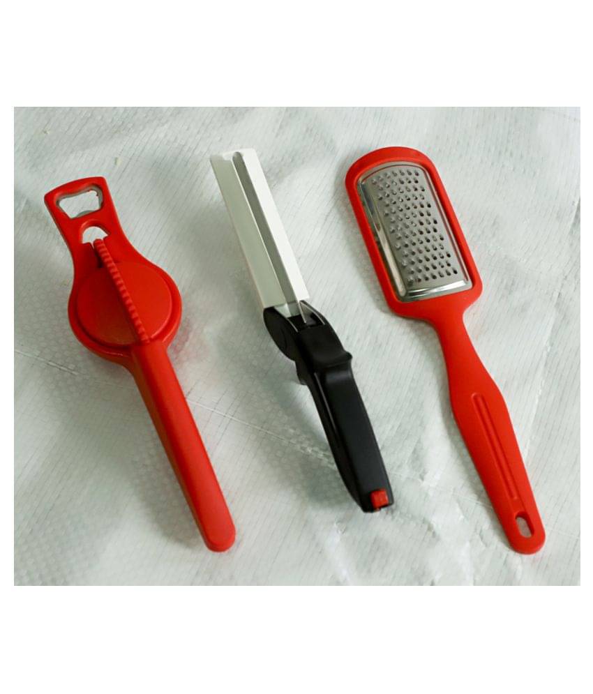 OFFYX Mahabachat COMBO OF 3 COMBO OF 3 Clever Cutter+Lemon Squeezer(Opener + Squeezer)+Grater Kitchen Tool Set (Red) OFFYX Mahabachat COMBO OF 3 COMBO OF 3 Clever Cutter+Lemon Squeezer(Opener + Squeezer)+Grater Kitchen Tool Set (Red)