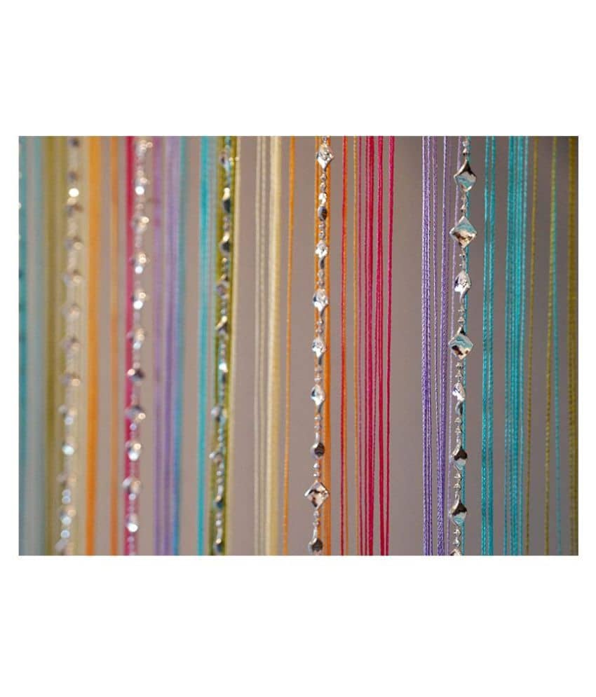 PINDIA Beaded Semi-Transparent Eyelet Curtain 7 ft Single - Multi