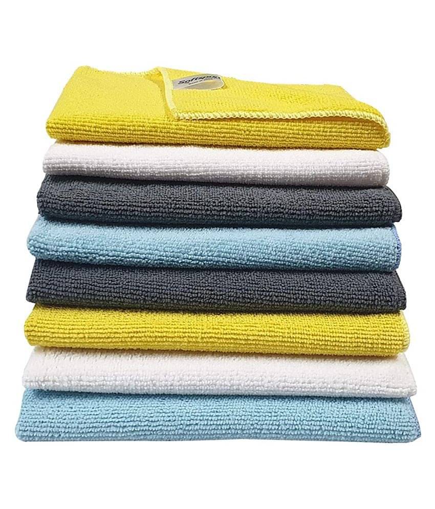     			SOFTSPUN Microfiber Cleaning Cloths, 8 pcs 30x40cms 280GSM Multi-Color. Highly Absorbent, Lint and Streak Free, Multi - Purpose Wash Cloth for Kitchen, Car, Window, Stainless Steel, Silverware.